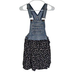 Tinseltown Denim Overall and Floral Bottom Dress - Girls XS - Dainty, Spring